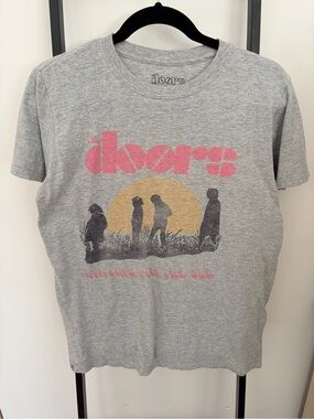 LG Gray Kids' Tee with Pink Logo and Gold Sun